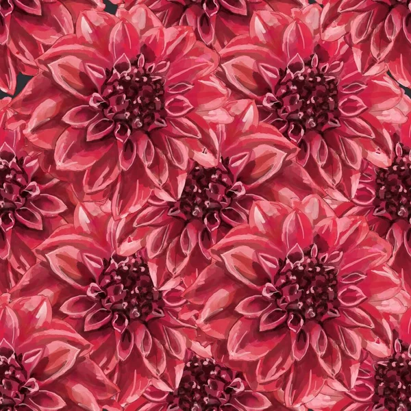 Piękne Tło Ręcznie Rysowane Delikatne Malarstwo Akwarelowe Czerwonych Różowych Dahlii — Zdjęcie stockowe
