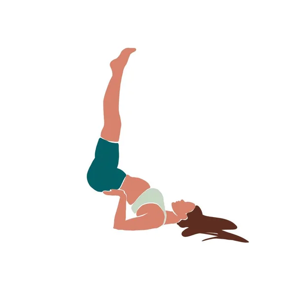 Ung flicka yoga poserar. Platt stil illustration — Stockfoto