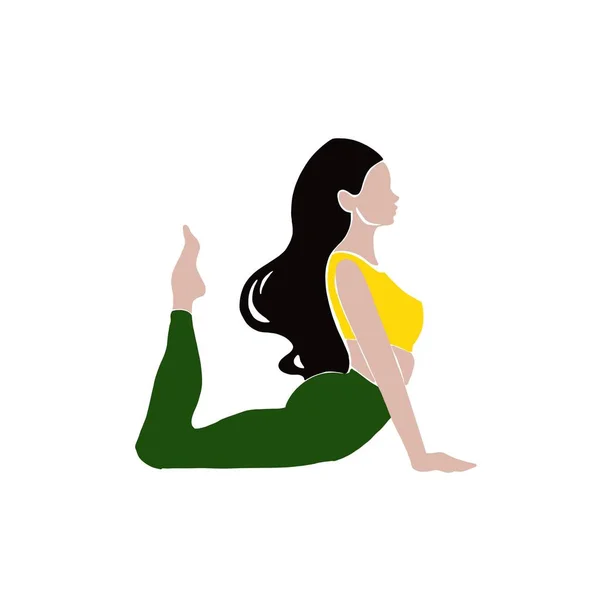 Jeune fille yoga posant. Illustration style plat — Photo