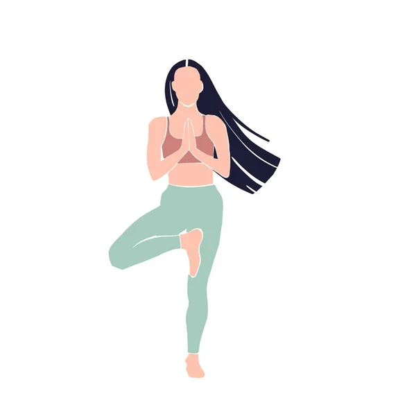 Jovem menina ioga posando. Ilustração de estilo plano. Asiático — Fotografia de Stock