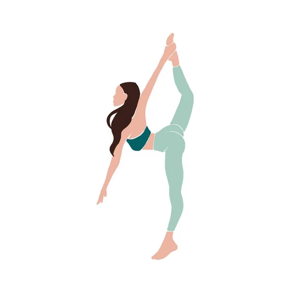 Jeune fille yoga posant. Illustration style plat. Blond — Photo