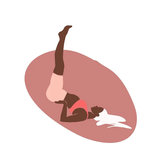 Jeune fille yoga posant. Illustration style plat. afro-américaine fille — Photo