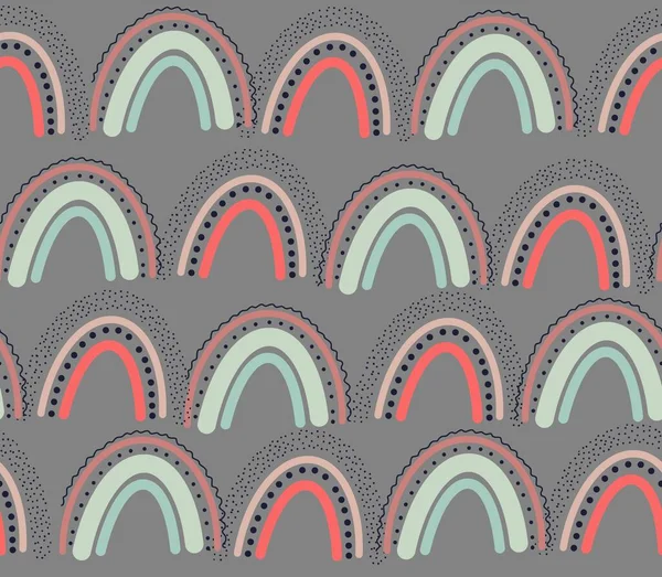 Kids hand drawn seamless pattern with golden rainbows. Summer minimalistic background. Pastel colors for girls. Scandinavian design. Print for babys design. Kids pattern — Stock Photo, Image