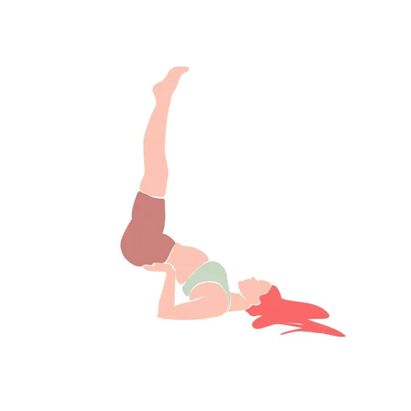Ustaw młodą dziewczynę na jogę. Ilustracja płaski styl. — Zdjęcie stockowe