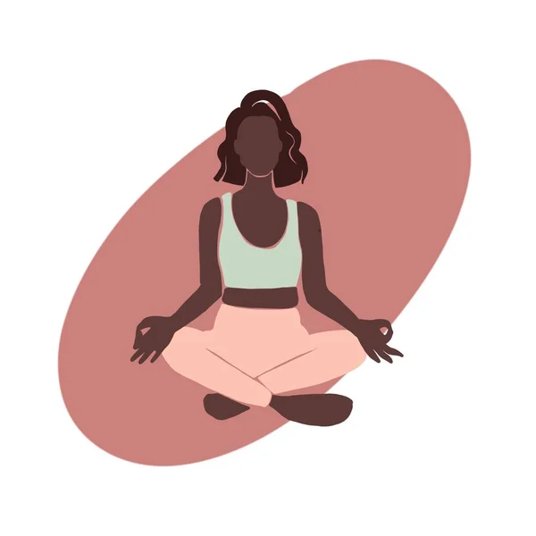 Set Jeune fille yoga posant. Illustration style plat. afro-américaine fille — Photo