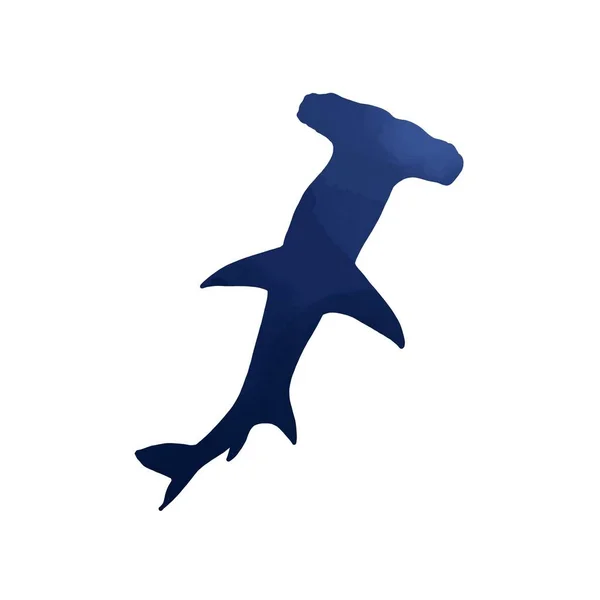 水彩画的锤头鲨手绘插图，海洋悬崖，水下生物，掠食者。在白色背景下隔离 — 图库照片
