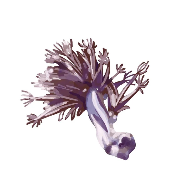 Korálový útes. Různé barevné polypy. Ručně kreslené akvarel ilustrace na bílém pozadí — Stock fotografie