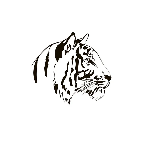 Ansiktstiger 2022. illustration av rovdjur tiger ritas för hand med bläck tatuering logotyper — Stockfoto