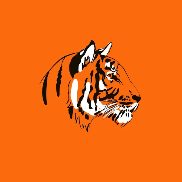 Лицо тигра 2022. иллюстрация хищника тигра нарисованы вручную с чернилами татуировки логотипа — стоковое фото