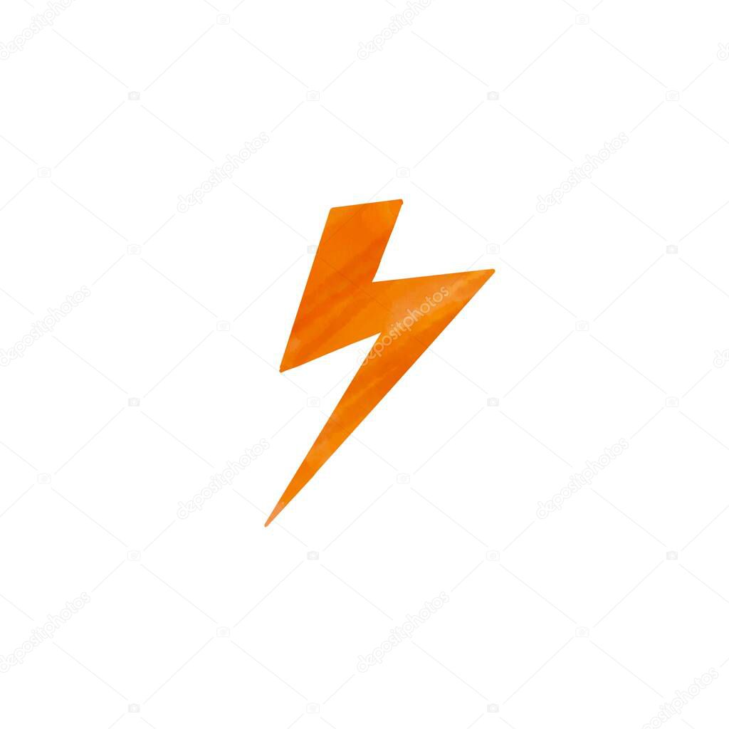 Gold Lightning bolt icon. Flash icon. Charge flash icon. Thunder bolt. Lighting strike. 