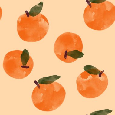 Pembe şeftalili kusursuz desen. Kağıt ve kumaş sarmak için. Dekorasyon ve bebek odası iç dekorasyonu için. El çizimi suluboya çizimi.