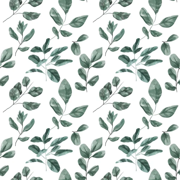 Seamless floral pattern with eucalyptus leaves. Watercolor seamless pattern garden 