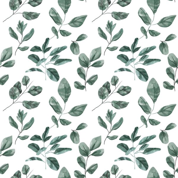 Seamless floral pattern with eucalyptus leaves. Watercolor seamless pattern garden 