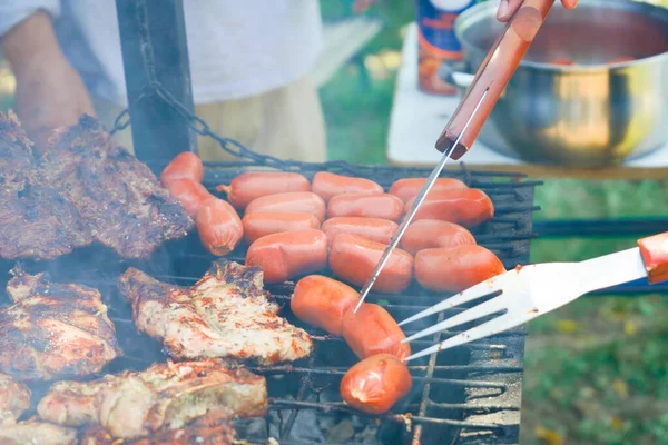 Részletek Házi Készítésű Hús Barbecue Nyaralás — Stock Fotó