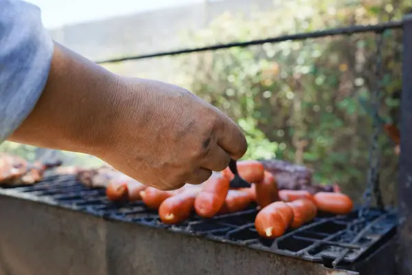 Detalles Una Barbacoa Carne Casera Vacaciones — Foto de Stock