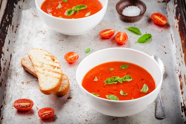 Kalte Tomatensuppe Gazpacho — Stockfoto