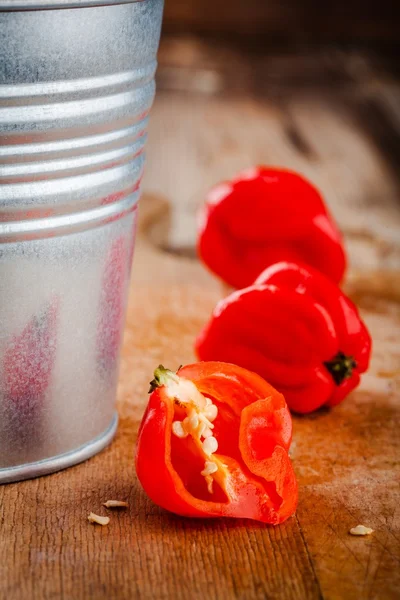 Papryka chili świeże red hot habanero — Zdjęcie stockowe