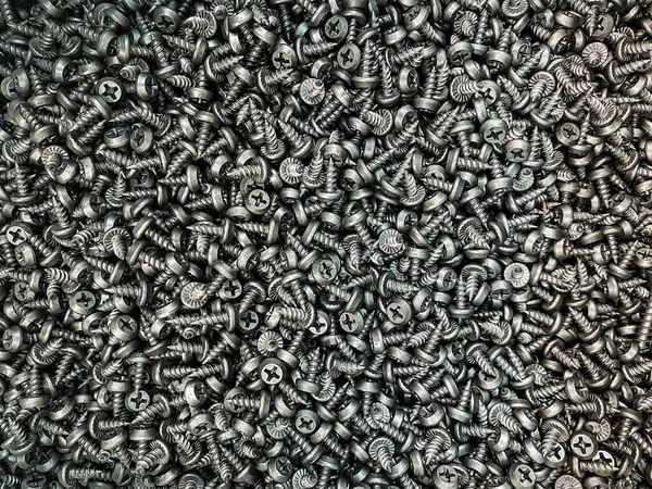 Schroeven Kleine Zwarte Stalen Zelftappende Schroeven Voor Achtergrond — Stockfoto