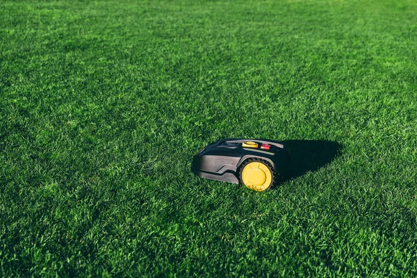 Robotic Lawn Mower Klippa Gräs Trädgården Automatisk Robotgräsklippare Modern Trädgård — Stockfoto