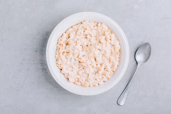 Farina Avena Sana Colazione Cereali Ciotola Con Farina Avena Sfondo — Foto Stock