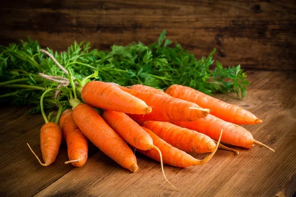Свежая морковь на дровах — стоковое фото