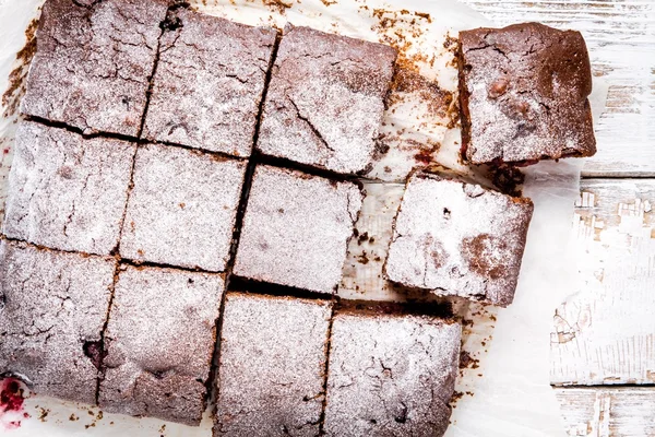 Chocolate casero brownie postre primer plano —  Fotos de Stock