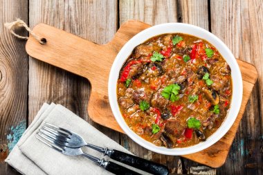 homemade beef stew with mushrooms and paprika clipart