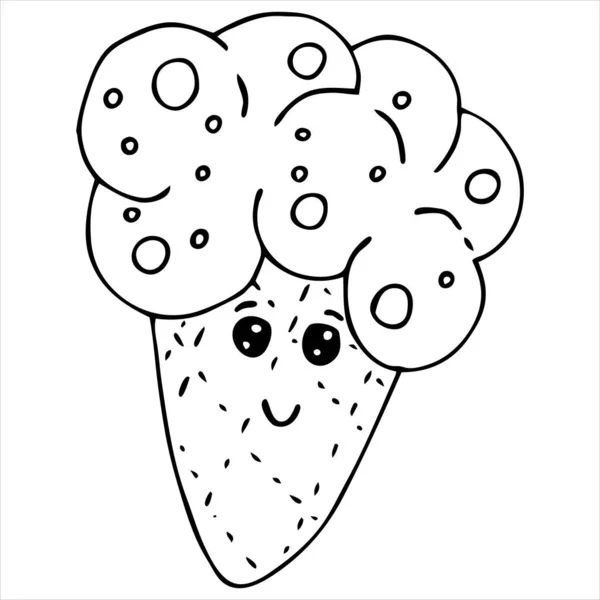 可爱的有眼睛的冰淇淋 可爱的儿童绘画 矢量元素 着色书 卡瓦依糖 — 图库矢量图片