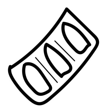 Rektal fitiller - ilaç, boyama kitabı, izole nesne, siyah ve beyaz, vektör tıbbi karalamalar