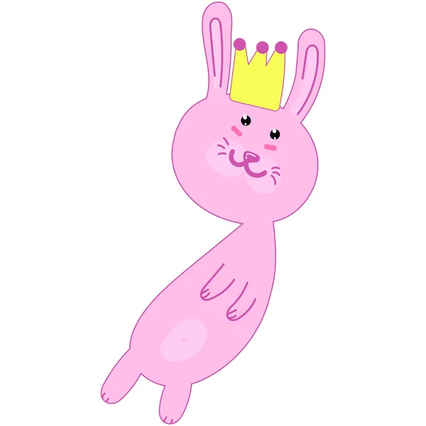 Bonito Rosa Coelho Princesa Coroa Vetor Crianças Ilustração Desenho Kawaii —  Vetores de Stock