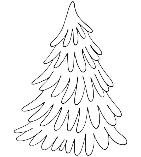 Abstracte Kerstboom Voor Kerst Nieuwjaar Schattige Winterkrabbels Kleurboek Doodle Stijl — Stockvector