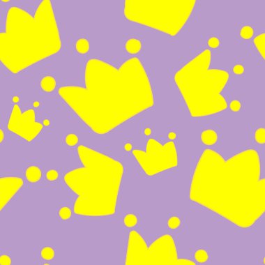 Şirin dekoratif sarı kaplamalar, leylak arka planda vektörsüz desenler, kawaii desenleri.