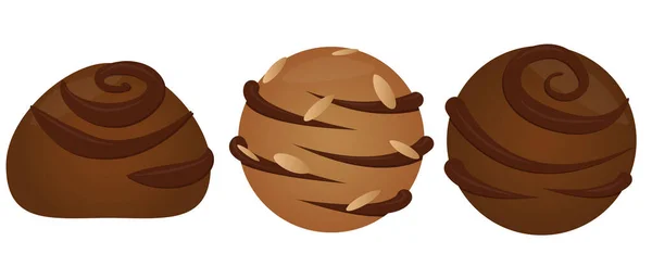 Heerlijke Zoete Chocolade Snoepjes Vector Set Van Elementen Platte Stijl — Stockvector