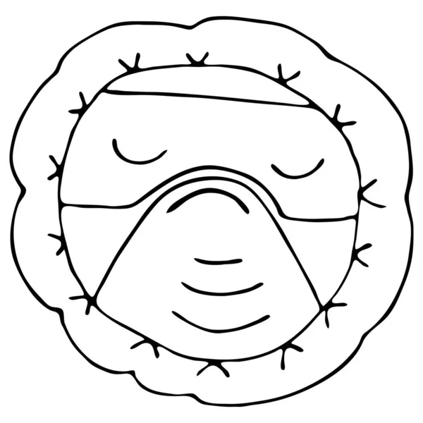 Arztgesicht Schutzanzug Brille Und Maske Doodle Vektor Element Sicherheitsmaßnahmen Und — Stockvektor