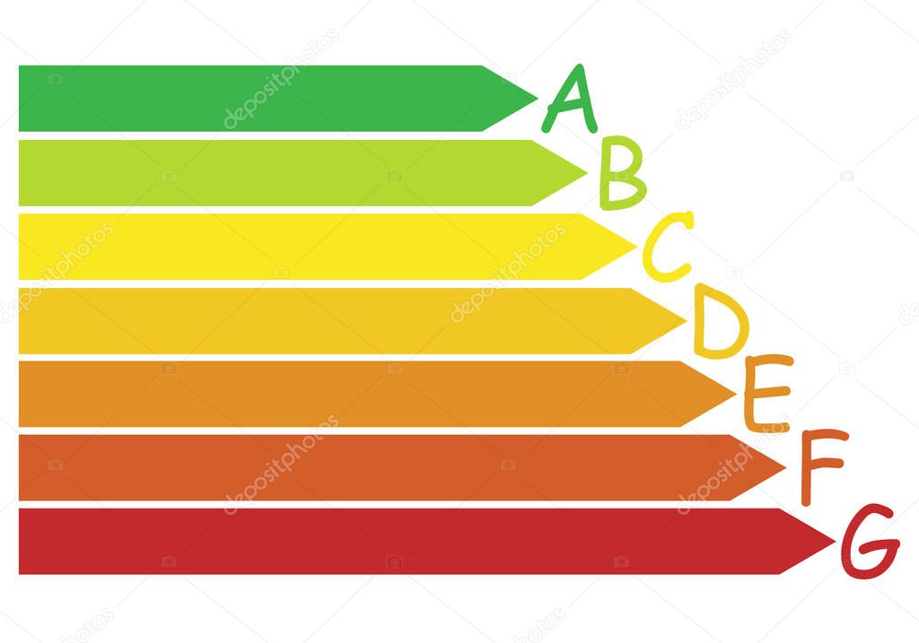 energy consumption classes, vector icon in flat style, energy saving, concept