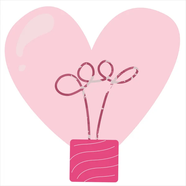 Розовая Лампочка Форме Сердца Блестящими Элементами Векторный Элемент — стоковый вектор