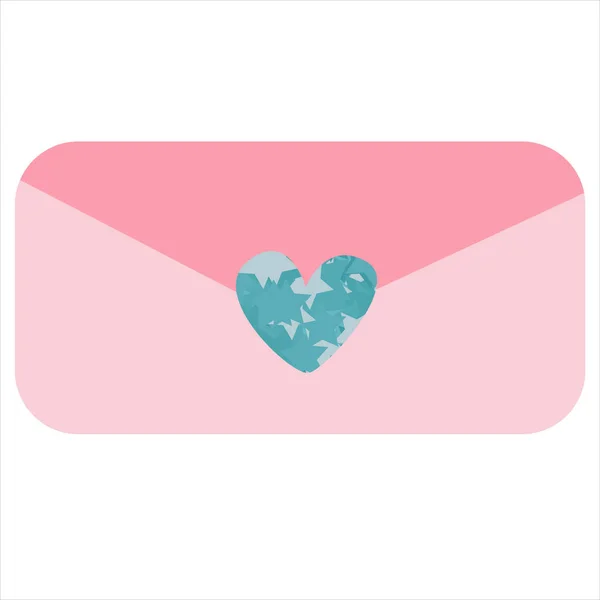 Pink Envelope Blue Shiny Heart Vector Element — Stock Vector