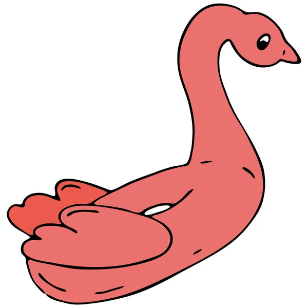 Círculo Inflable Rosa Forma Pájaro Cisne Para Nadar Mar Elemento — Vector de stock