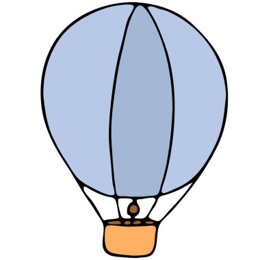 mavi balon, vektör rengi karalama elementi siyah çizgili