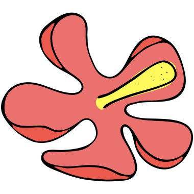 Pembe güzel amber çiçeği, vektör rengi karalama elementi siyah çizgili