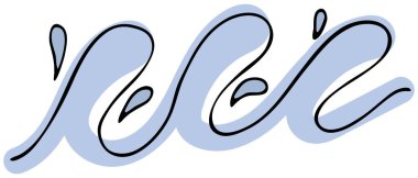 mavi deniz sıçraması, büyük dalga, vektör rengi karalama elementi siyah çizgili