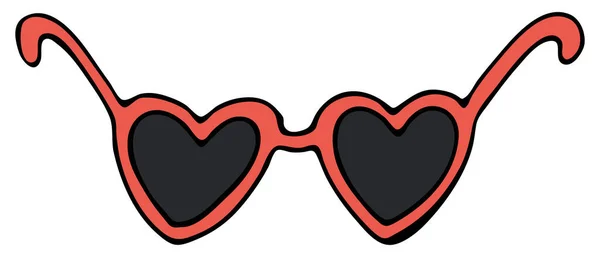 Gafas Sol Forma Corazón Verano Rojo Vector Color Doodle Elemento — Archivo Imágenes Vectoriales