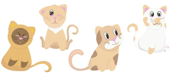 Conjunto Gatitos Lindos Ilustración Vectorial Estilo Plano Mascota — Vector de stock