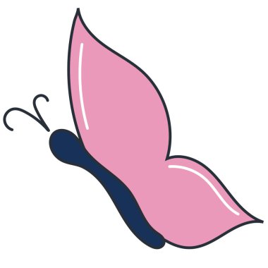 Pembe kanatlı sevimli ışık kelebeği, düz çizgili renk vektör ögesi