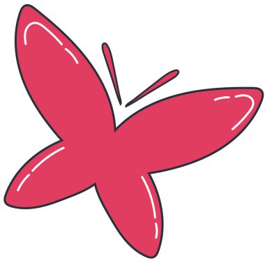 Pembe kanatlı sevimli ışık kelebeği, düz çizgili renk vektör ögesi