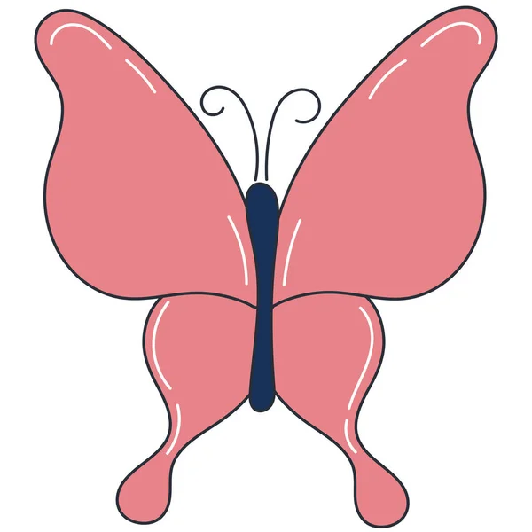 Niedlicher Leichter Schmetterling Mit Rosa Flügeln Farbvektorelement Flachen Stil Mit — Stockvektor
