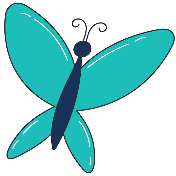 Linda Mariposa Ligera Con Alas Azules Elemento Vectorial Color Estilo — Vector de stock