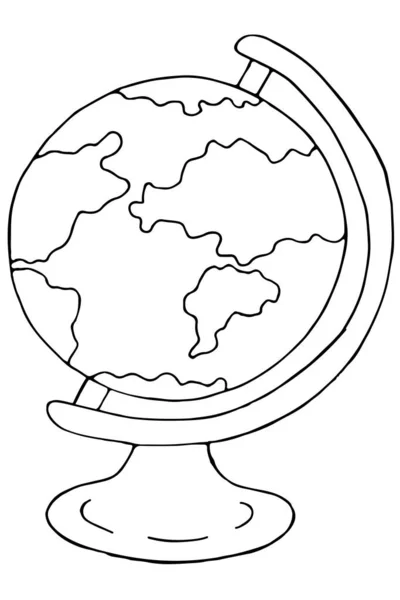 Globo Mesa Para Lecciones Geografía Ilustración Vectorial Estilo Doodle Con — Vector de stock