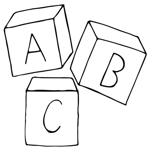 Alphabet Cubes Bakwy Illustration Vectorielle Dans Style Doodle Avec Contour — Image vectorielle