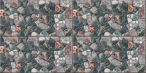 Decorative tiles with natural stone texture. Element for interior design, facades and floors. Stone background texture with pattern.